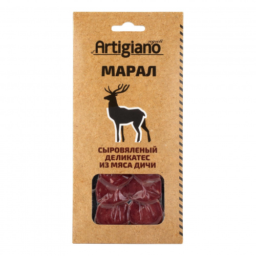 Колбаса сыровяленая из марала, Segreti d’Artigiano категория А, серв.нарезка (0,075кг)