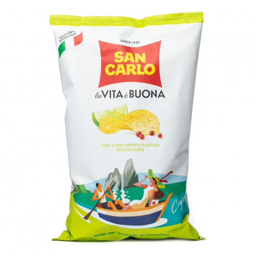 Чипсы картофельные со вкусом лайма и роз.перца, San Carlo (0,150кг)