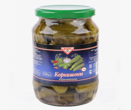 Огурцы "ДЕЛЬКОФФ" корнишоны 3-6 см (0,680кг)