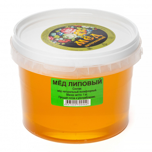Мед натуральный липовый "Пчелка Золотая", "Медовая страна" (1кг)