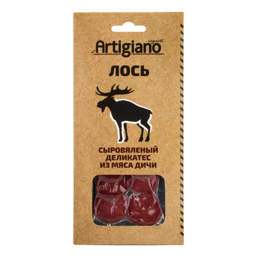 Колбаса сыровяленая из лося, Segreti d’Artigiano категория А, серв.нарезка (0,075кг)