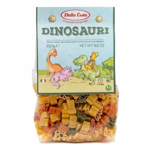 Паста без яиц со шпинатом и томатами Динозавры, Dalla Costa (0,250кг)