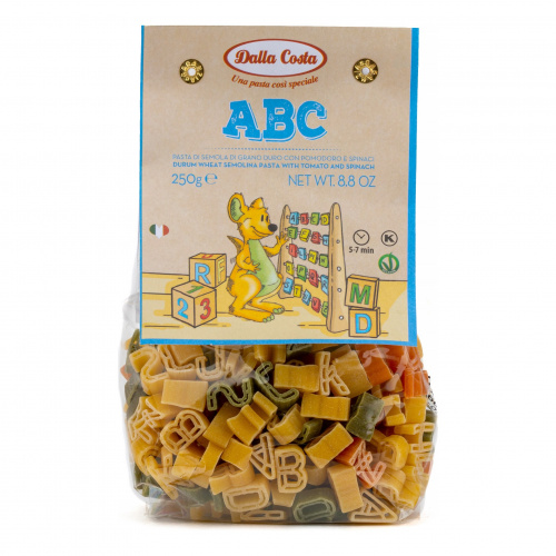 Паста без яиц со шпинатом и томатами Алфавит, Dalla Costa (0,250кг)