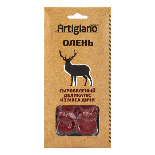 Колбаса сыровяленая из оленины, Segreti d’Artigiano категория А, серв.нарезка (0,075кг)