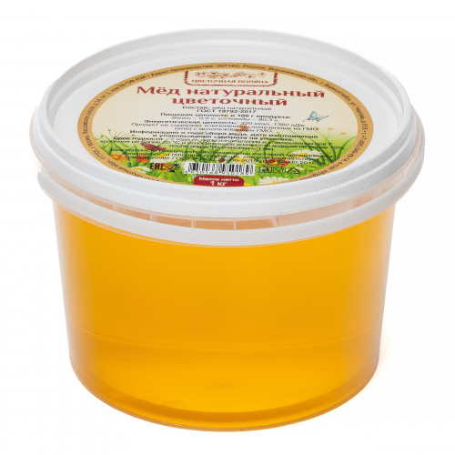 Мед цветочный натуральный "Цветочная поляна" (1кг)