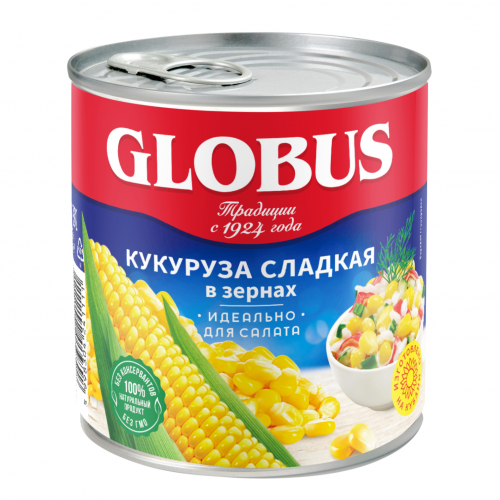 Кукуруза сладкая зерно консерв. Глобус (0,410кг)