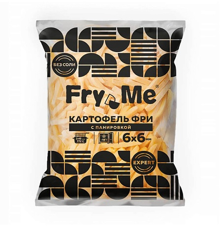 Картофель Фри с панировкой/кожурой Fry Me Премиум 6х6 (2,5кг)