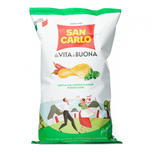 Чипсы картофельные со вкусом мяты и острого перца, San Carlo (0,150кг)
