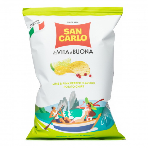 Чипсы картофельные со вкусом лайма и роз перца, San Carlo (0,050кг)