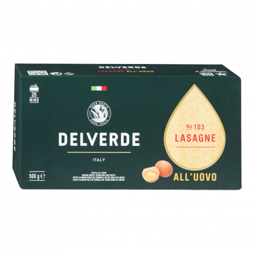 Паста №103 Лазанья яичная, Delverde (0,500кг)