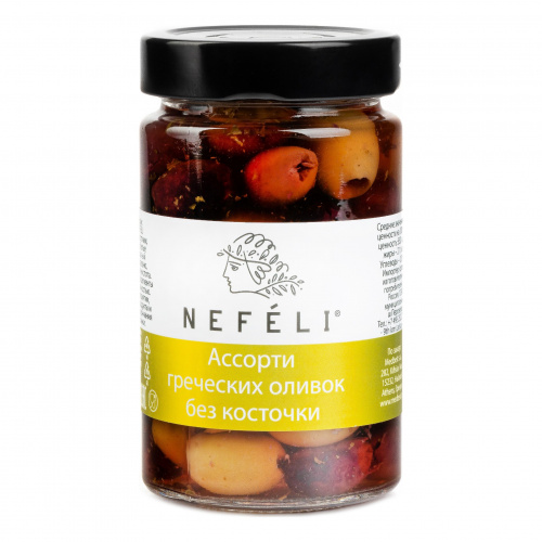 Ассорти греческих оливок без косточки, NEFELI (0,295кг)