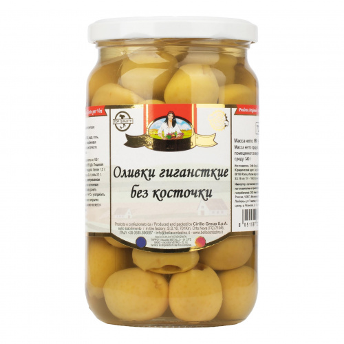 Оливки гигантские б/к, Bella Contadina (0,690кг)